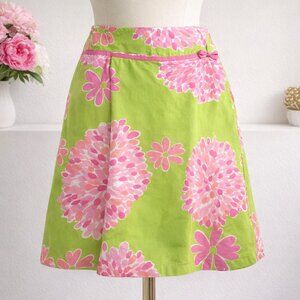 Vintage Lilly Pulitzer White Label Bon Bon Skirt • Pink Green Floral • Size 10